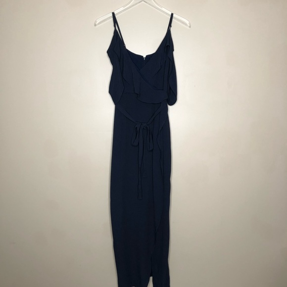 Bardot Blue Enzo Cold Shoulder Faux Wrap Dress - Picture 2 of 5
